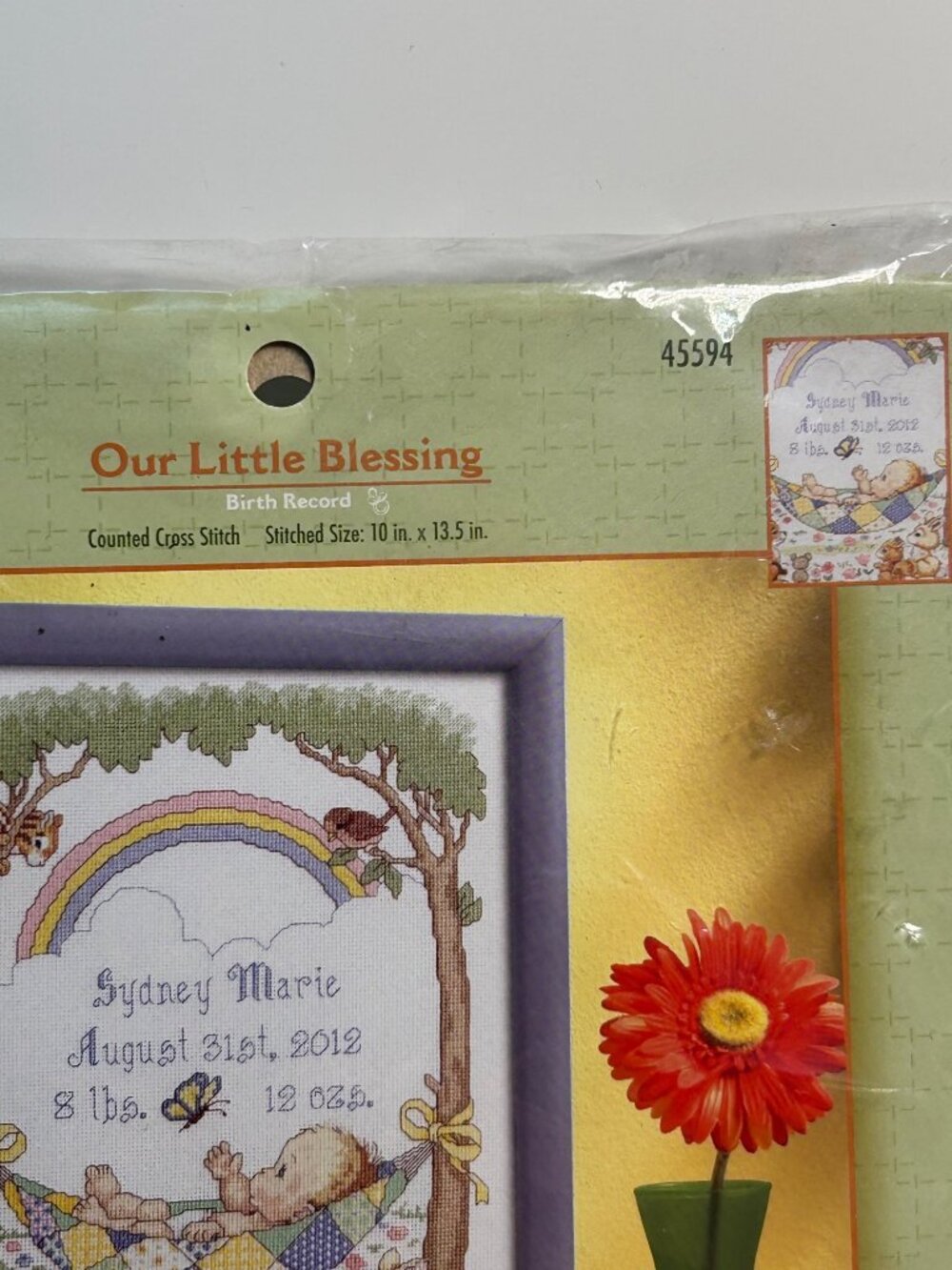 Bucilla Our Little Blessing Birth Record Cross Stitch Kit 10" X 13.5" 14-Count A - Picture 4 of 6